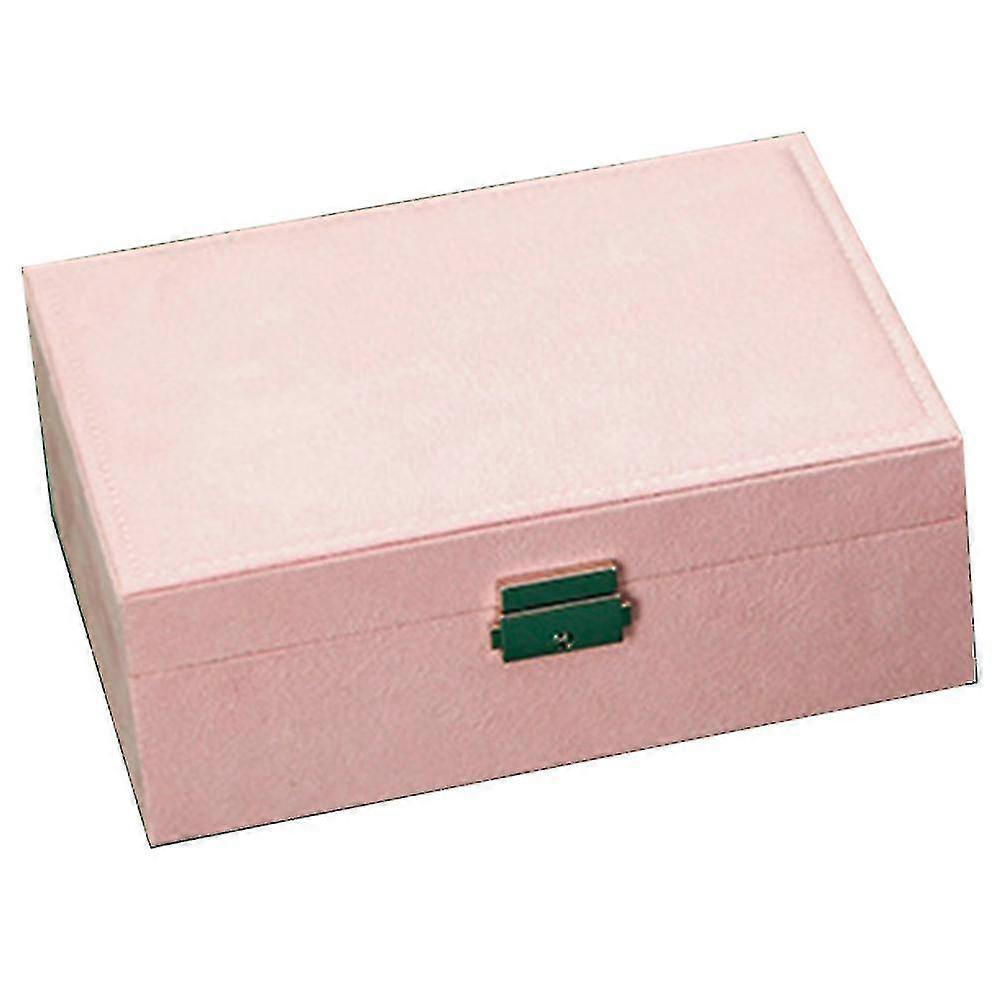 Flannelette Vintage Jewelry Box Capacity Jewelry Box(pink)