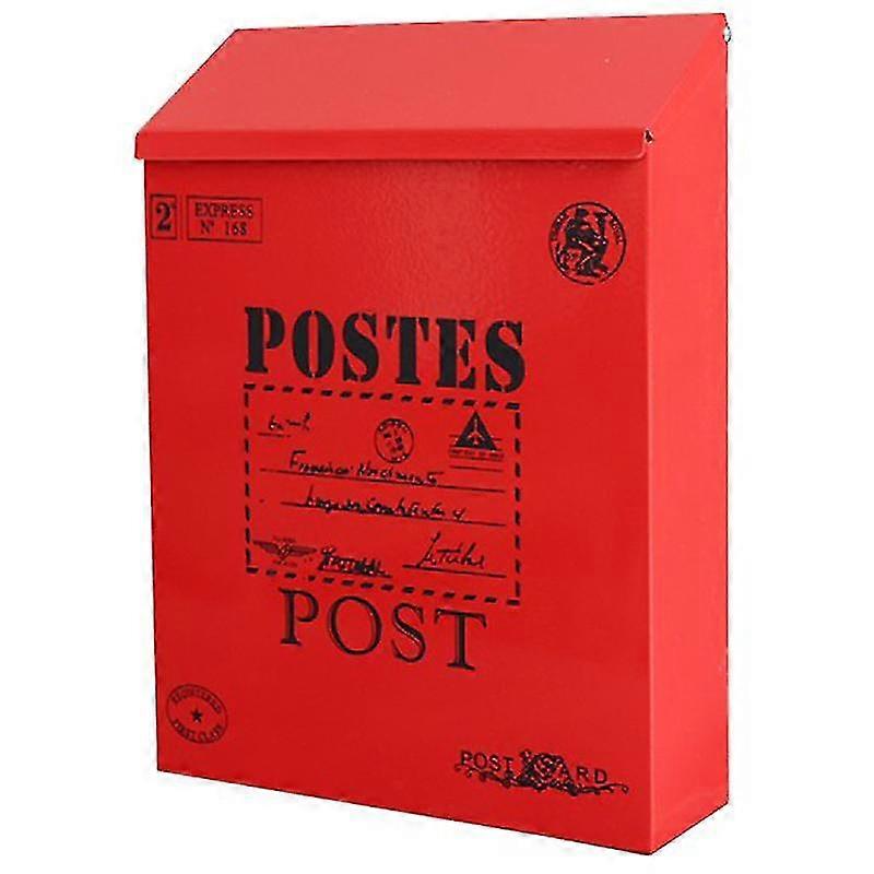 Home Mailbox Garden Mail Box Lockable Post Box With Key Red