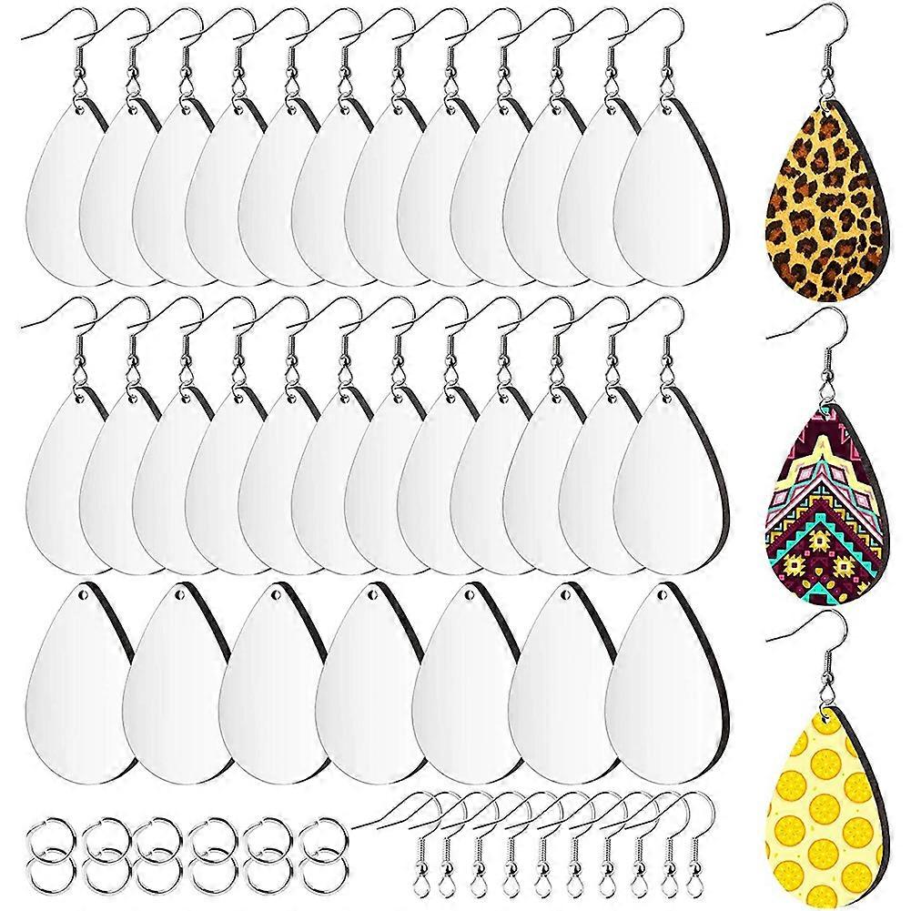 60Pcs Sublimation Blank Boucles d’oreilles Inachevé Teardrop Heat fer Impression Boucles d’oreilles Pendentif pour Je