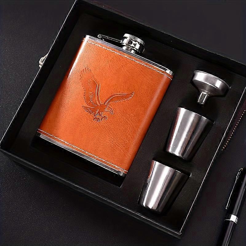 7oz الفولاذ المقاوم للصدأ النبيذ وعاء Flagons أدوات الشرب مع هدية مربع للرجال، هدية عيد الأب