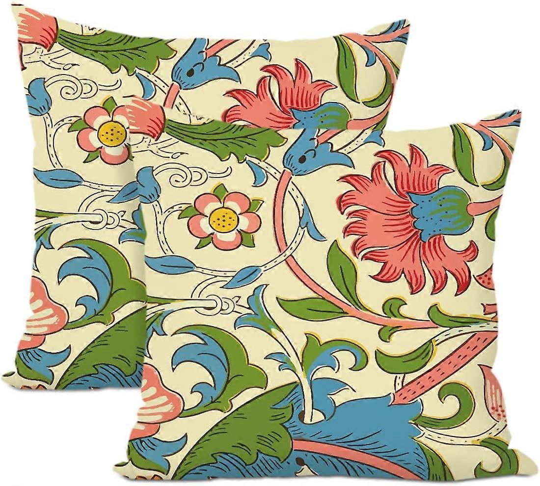 2 PCs Capas de Almofada Vintage Botânica 18x18, Capas de Almofada com Flores Florais, Capas de Almofada, Protetores de Almofada para Quarto Sofá Interno C