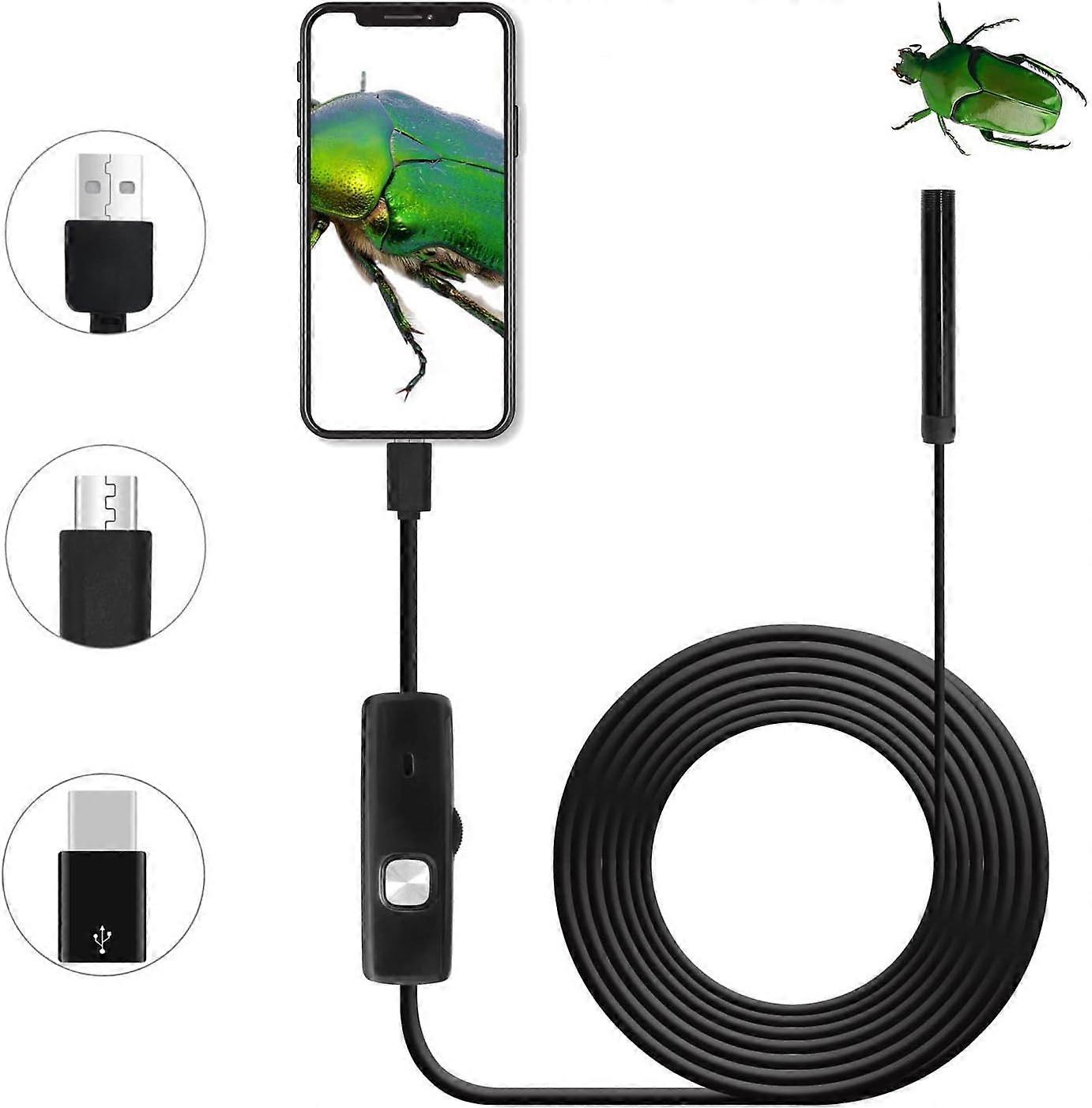 7mm USB Endoscope Android CMOS HD 2 in 1 Waterproof Borescope for Smartphone (1m)