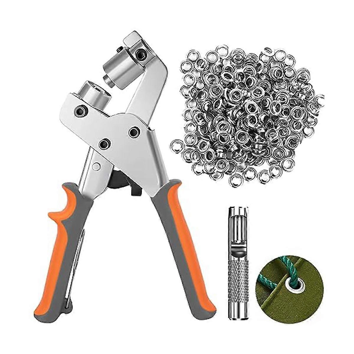 Grommet Tool Kit, Heavy Duty Hole Punch Pliers Tool with 500 Grommets, Eyelet and Grommet Punch Too