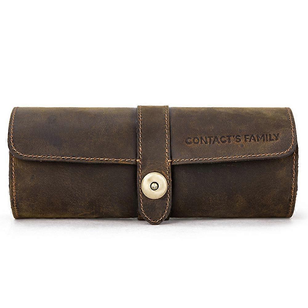 Boîte de rangement d’affichage de rouleau de montre à 3 emplacements, étui de montre de voyage en cuir de vache rétro, pochette à bijoux de poignet...