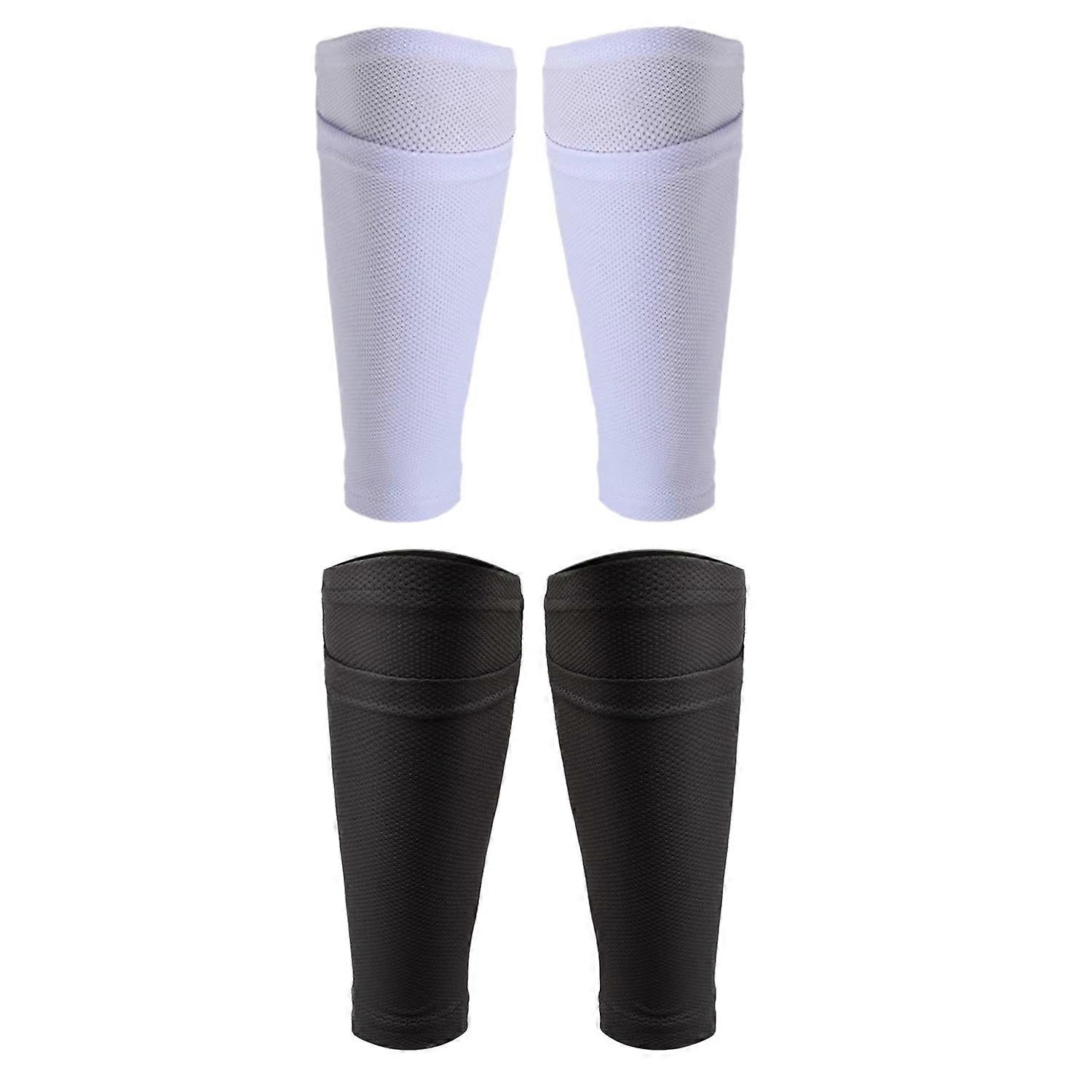 2Pairs Soccer Shin Guard Socks for Kicking Ball Running Cycling S