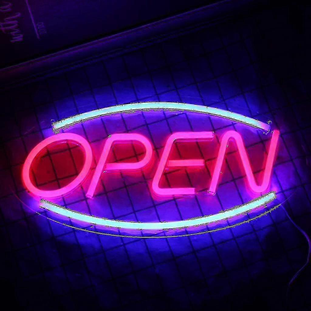 Neon Open Sign For Shop Two Light Modes, Steady Flashing Electronic Illuminated Signs For Shop Wall Glass Window Store