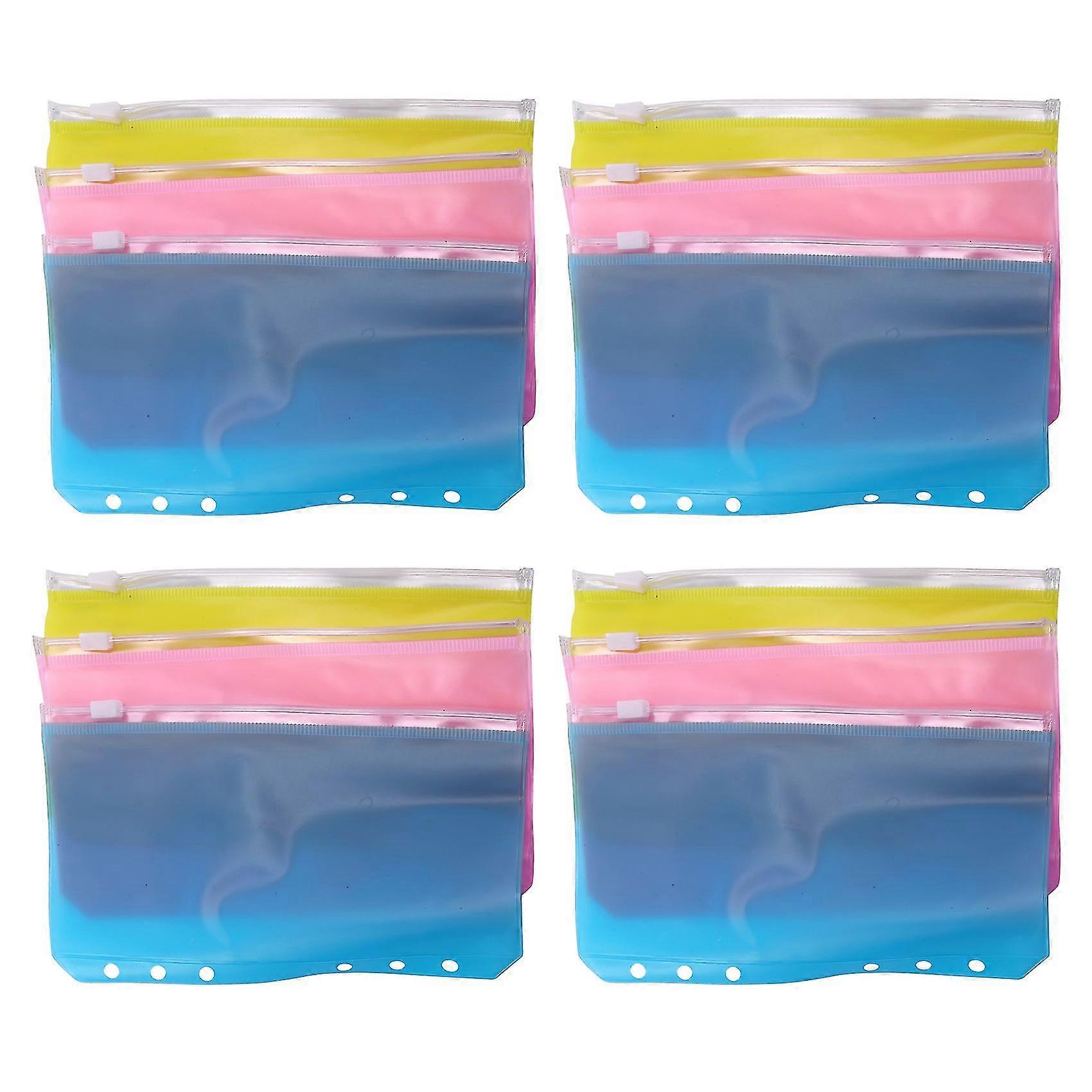 12Pcs Binder Pocket A6 Size 6 Holes Binder Zipper Folders for 6-Ring Notebook Waterproof Binder Loo