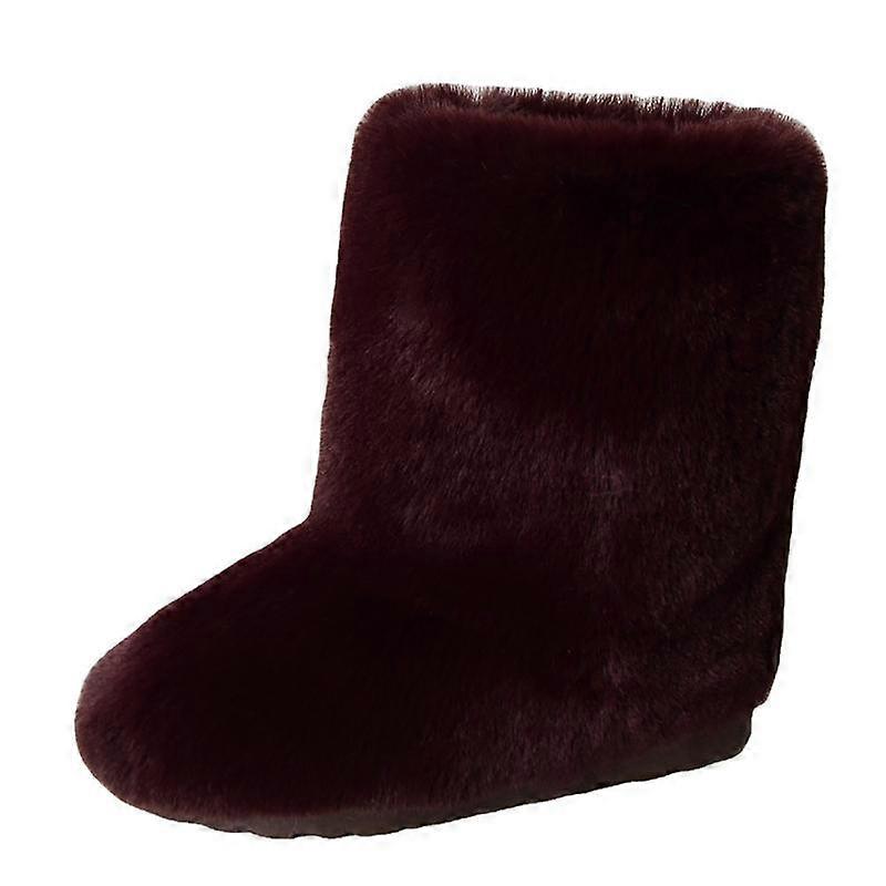 EVAGO Women Faux Rabbit Fur Boot Outdoor with Fur Lining Furry Fluffy Flat Shoes Fuzzy Snow Boot