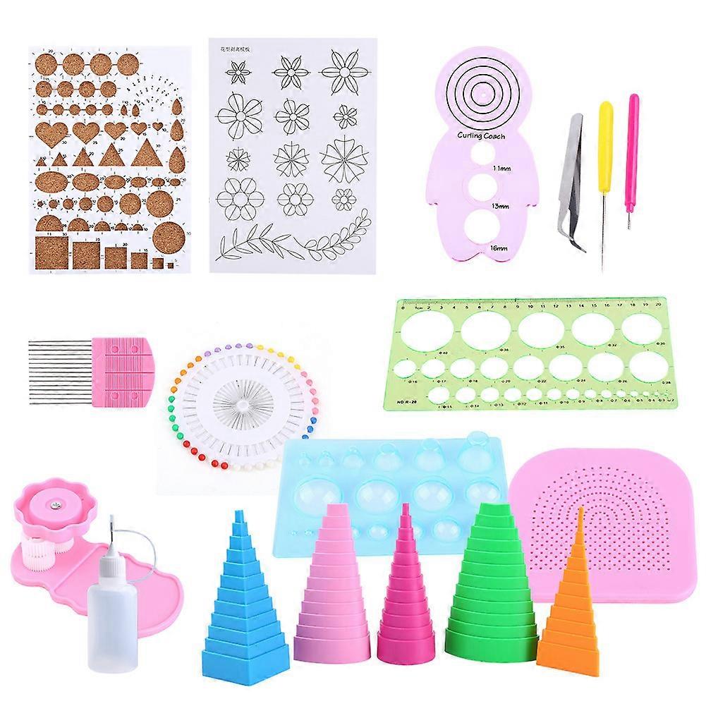 1 Set Quilling Paper Rolling Kit Slotted Tools Tweezer Ruler For Home Office Decoration