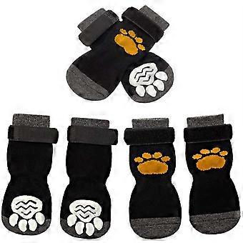 Meias antiderrapantes para cães, 2 pares de meias macias ajustáveis para cães com controle de tração