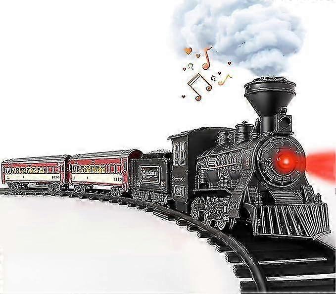 Model togsæt til drenge - metal elektrisk toglegetøj med damplokomotiv, glød personvogn, legering legetøjstog med rige bælter, juletog til
