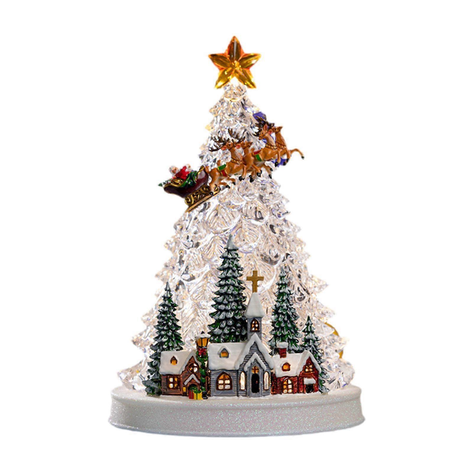 デスクトップカフェオフィス用のライトオルゴール付きクリスマスツリーオルゴール