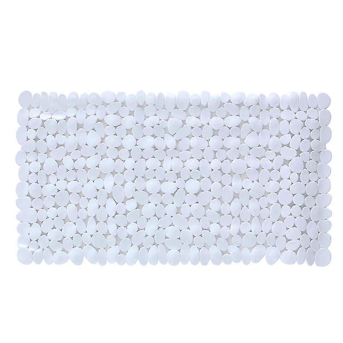 滑り止めシャワーマット、小石ノンスリップ長方形シャワーマット、サクションカップノンスリップラグ、抗真菌風呂またはシャワーマット88x40cm(白)