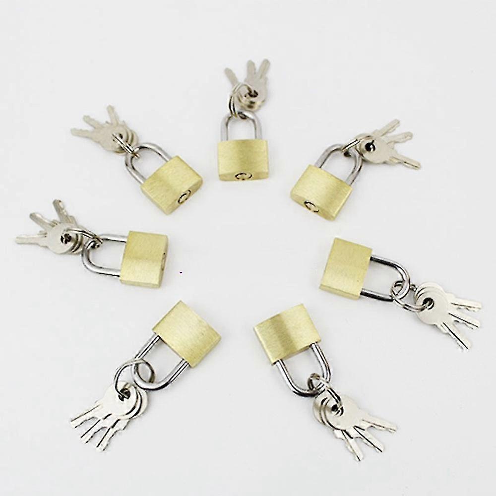 7pcs 20mm Small Copper Lock Luggage Case Padlock Backpack Lock Pull Chain Privacy Lock Diary Toolbox Padlock Home