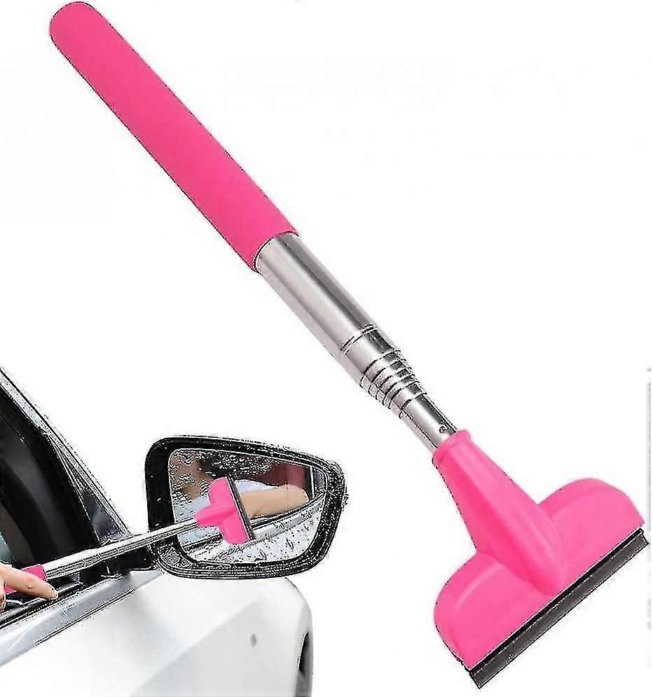 Car Rearview Mirror Wiper, Retractable Auto Mirror Squeegee Cleaner, Portable Long Handle Car Window Squeegee