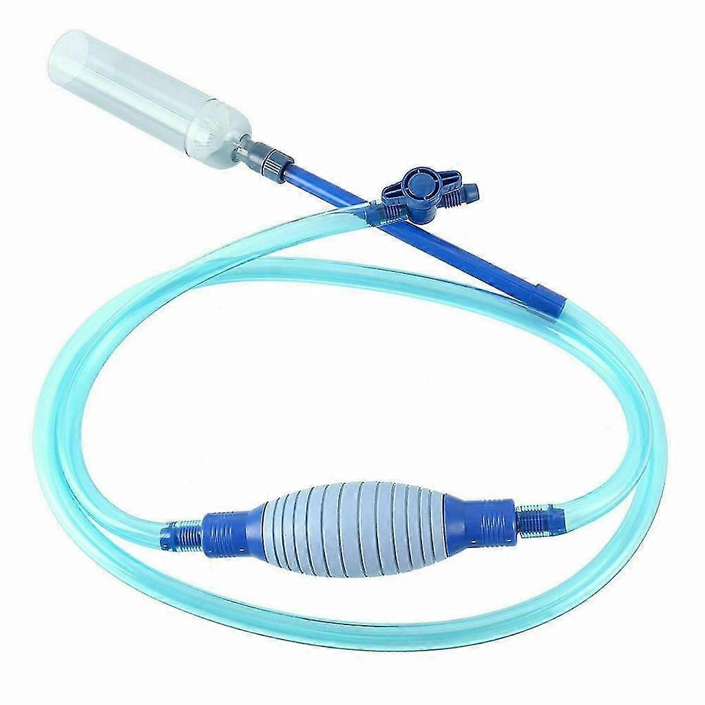 水族館クリーナー、7.5フィート水槽水交換、水族館砂利洗浄、調整可能な流量制御付きフィッシュタンク真空サイフォンポンプ、クイックリリース