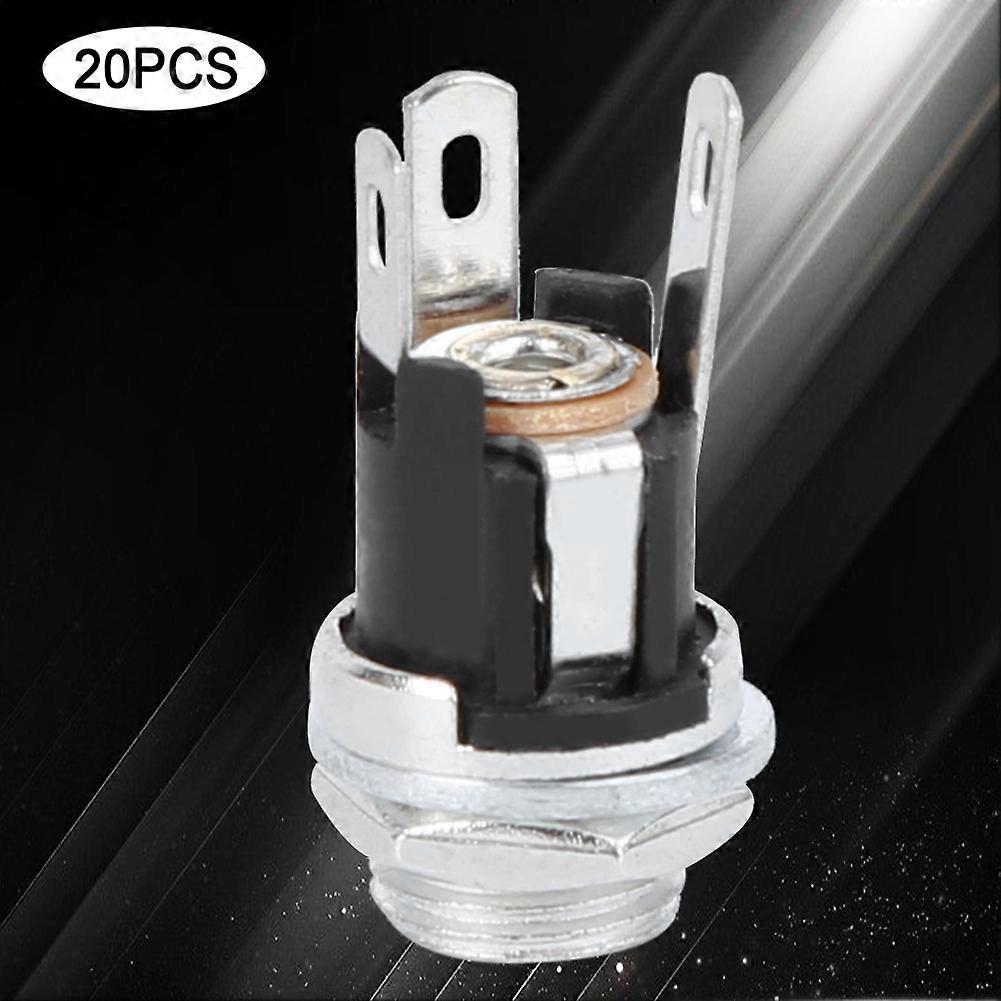 DC Power Supply Female Jack Socket 20Pcs Panel Mount Connector 5.5x2.1MM Thread Nut