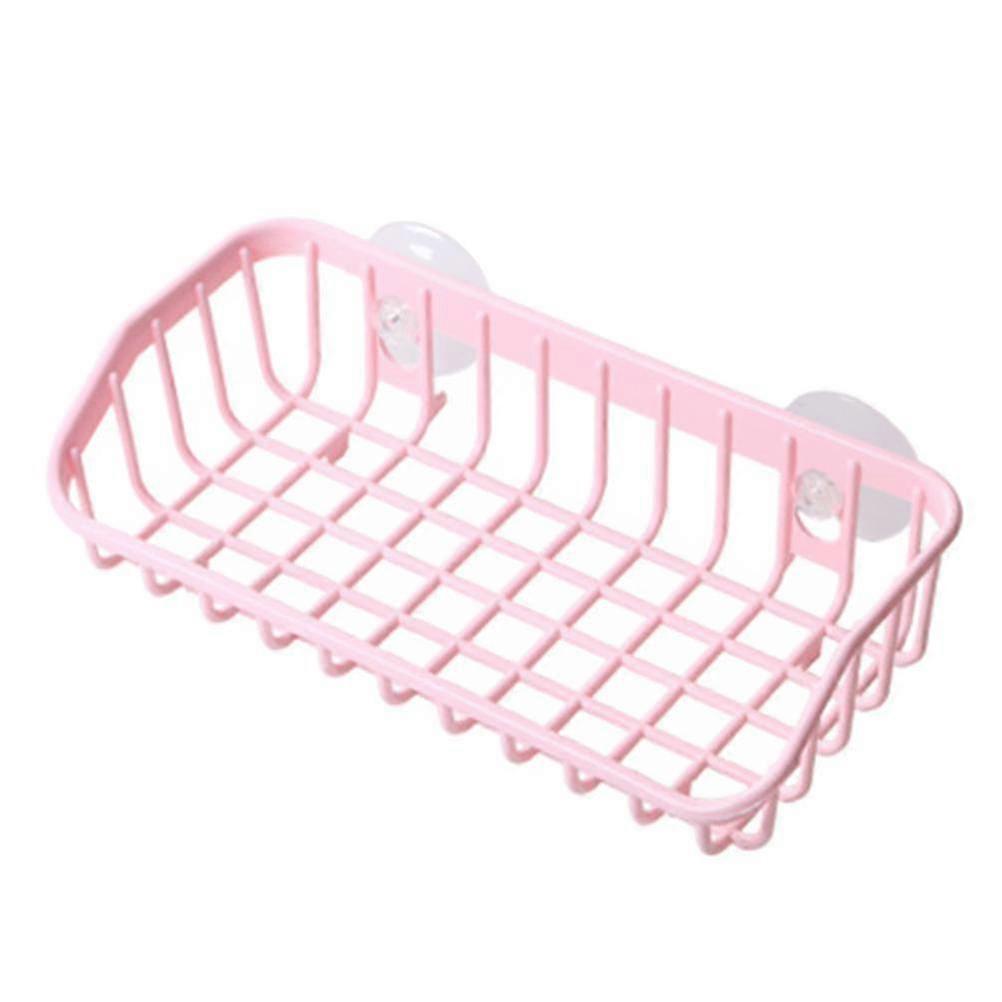 Kitchen Bathroom Multi-functional Plastic Double Sucker Wall Hanging Storage Rack Storage Rack (pink)