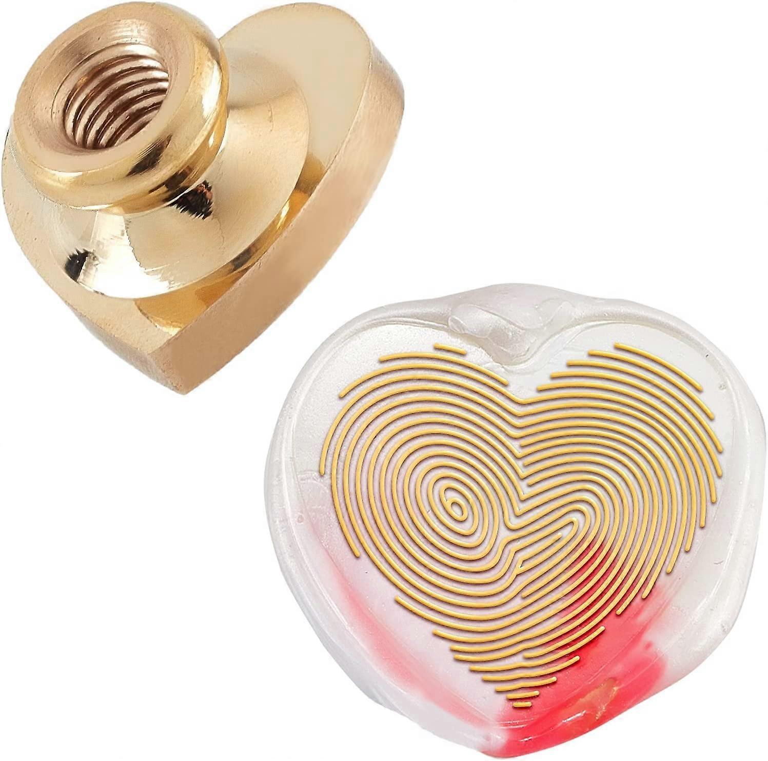 Fingerprint Wax Seal Stamp Heads Only No Handle Vintage Heart-Shape Removable Brass Stamp Head Replacement for Wedding Invitations Envelopes Valentine