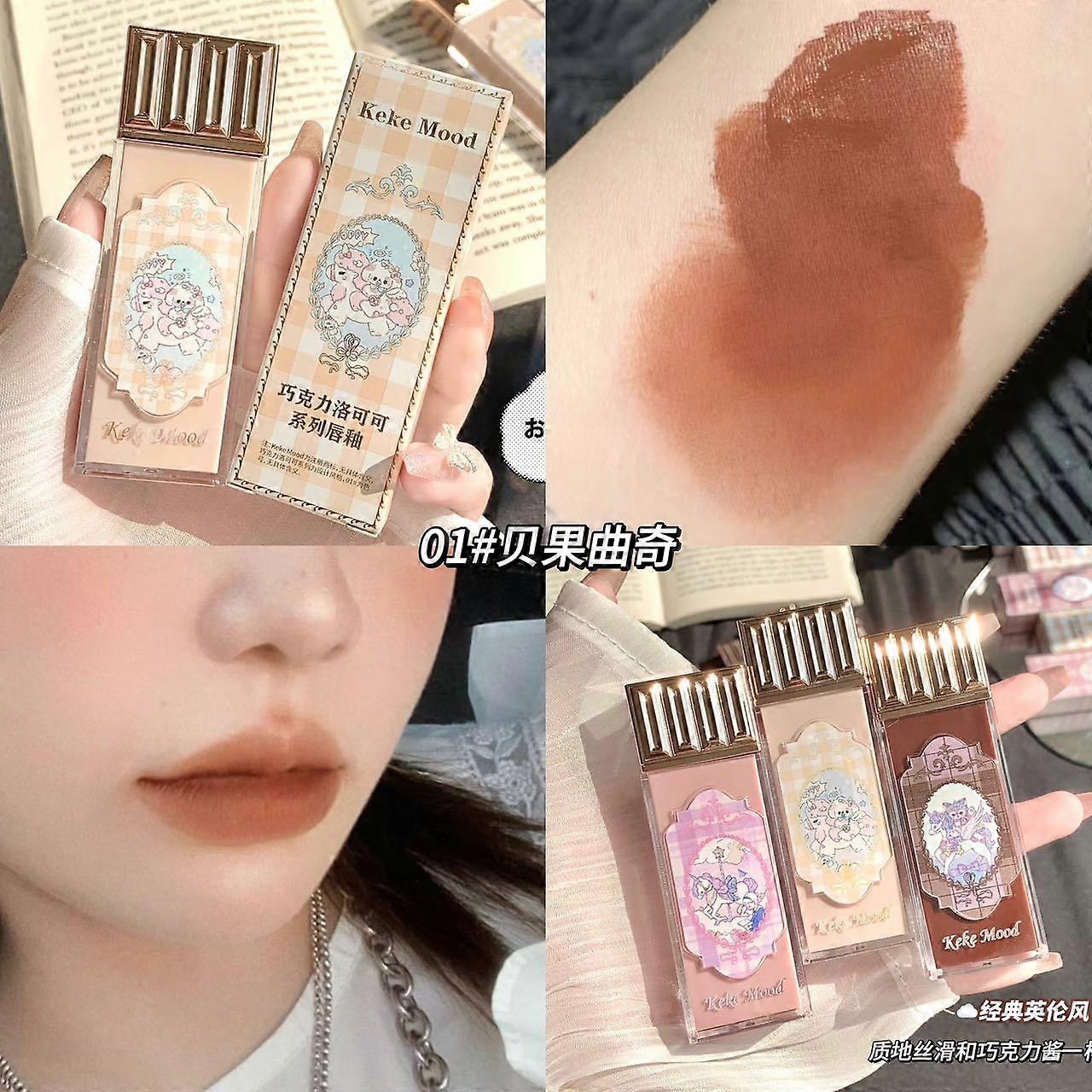 Matte Nude Lip Gloss Set, 9 Colors Silky Velvet Lipstick with Cute Chocolate Shape Package, Non-stick Cup Long Lasting Waterproof Lip Tint, Daily Prof