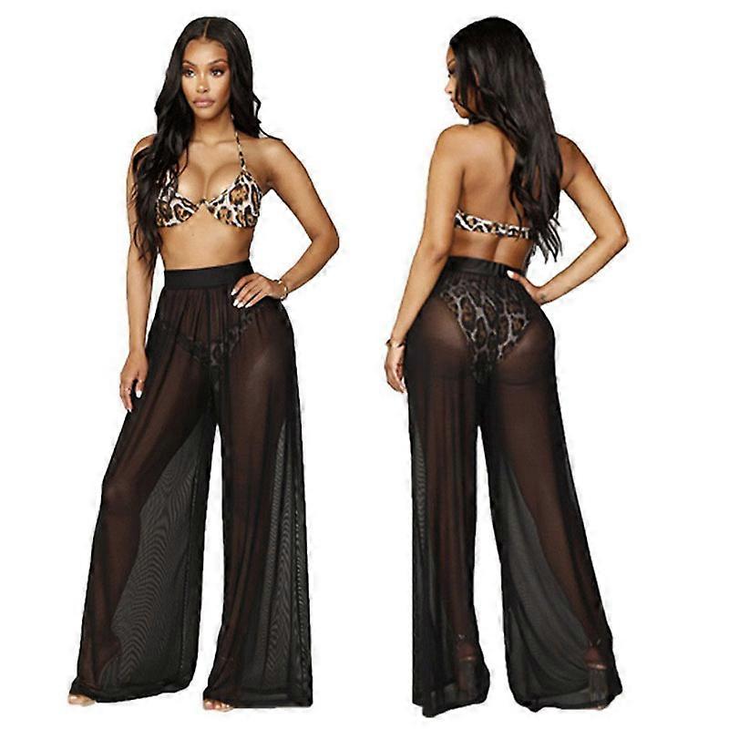 Women See Through Sheer Mesh Pants, Beach Swimsuit Bikini Bottom