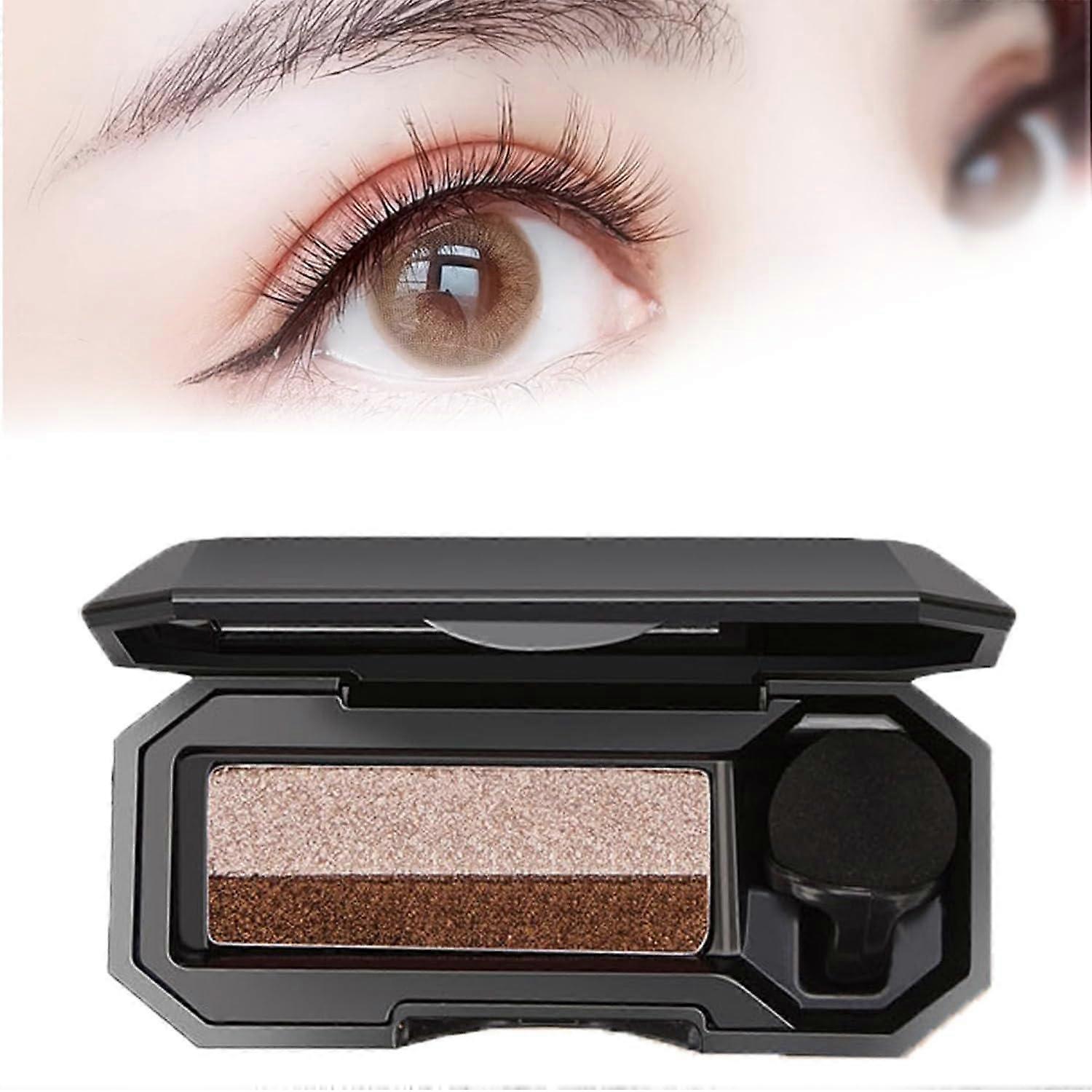 Perfect Two-Tone Eyeshadow, Two-Tone Makeup Eyeshadow Waterproof Durable Eyeshadow, Eyeshadow Glitter Double Layer Coloured Gradation Lazy Eyeshadow