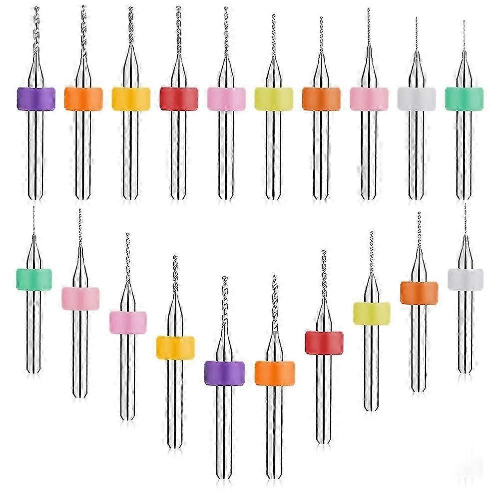 20Pcs Drill Bit Set 0.3-1.2mm Drill Bits Tungsten Steel PCB Print Circuit Board Flute CNC compatible with Rough