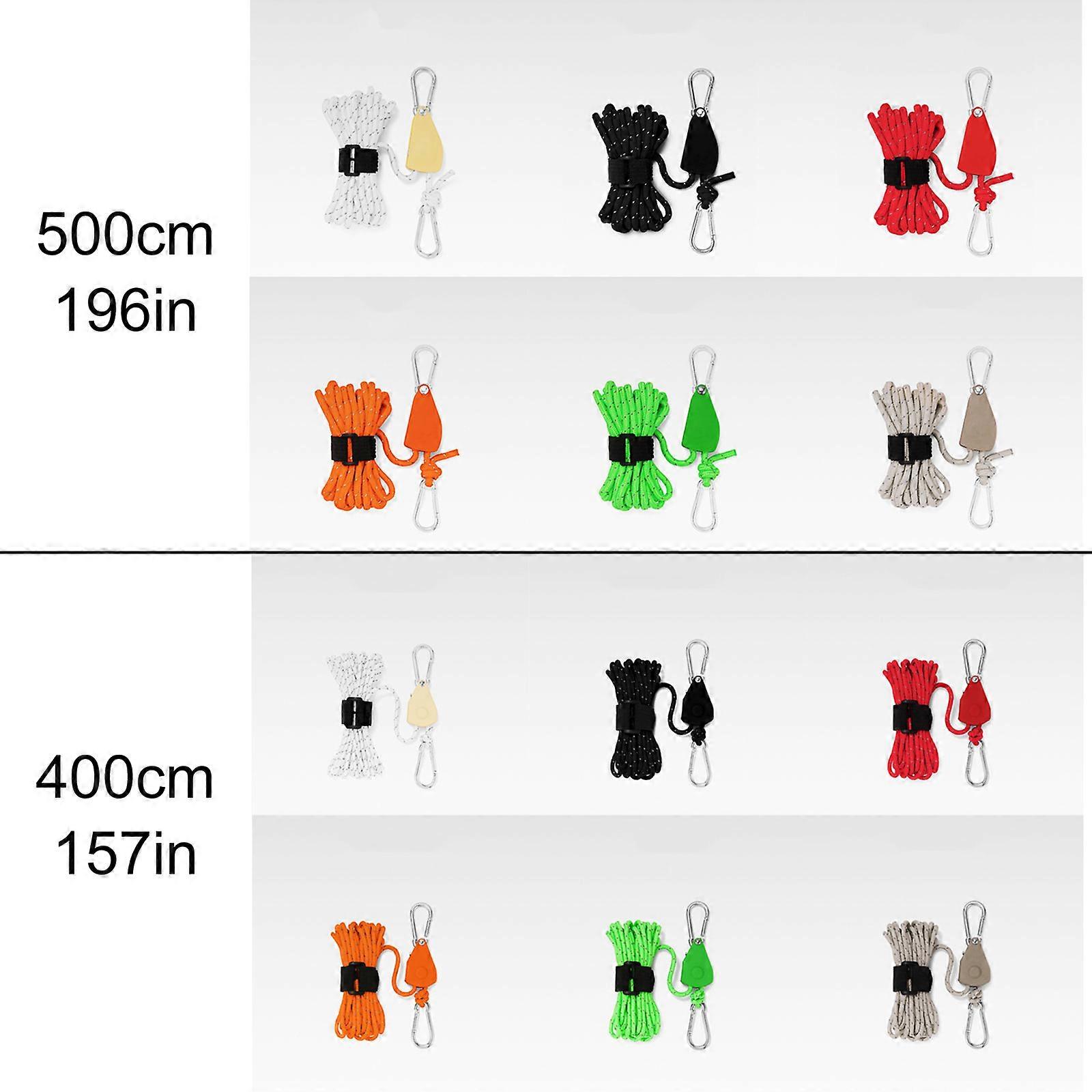 Corda Da Campeggio Regolabile Con Carrucola E Moschettoni In Acciaio – Antivento, Riflettente E Resistente, Ideale Per Tende E Attrezzature Outdoor