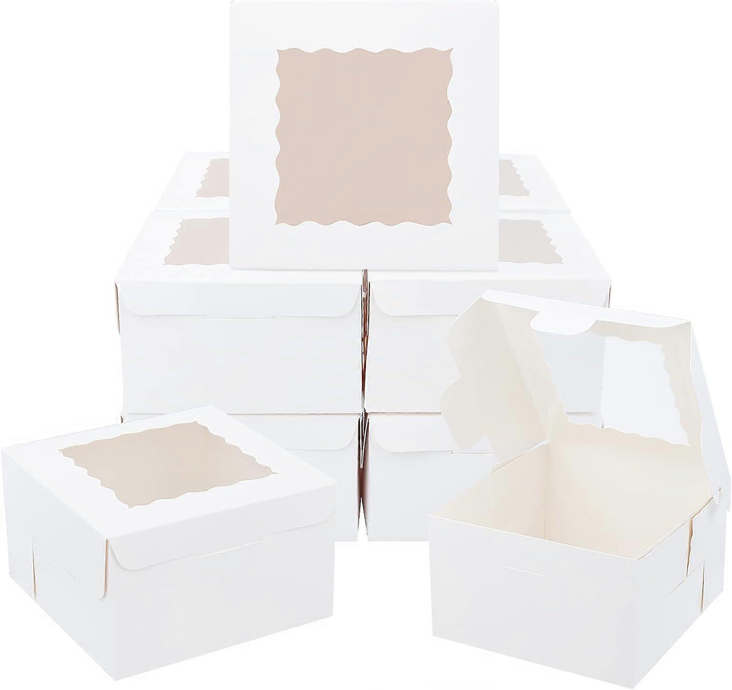 20 Pcs Gift Boxes White Small Fold Paper Boxes Candy Boxes Small Kraft Treat Boxes with Window for Proposal Birthday Party Wedding 10x10x6cm Finished