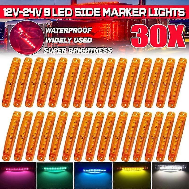 9 LED 12V-24V LED Clearence Light Front Rear Side Marker Indicators Light for Truck Car Bus Trailer Van