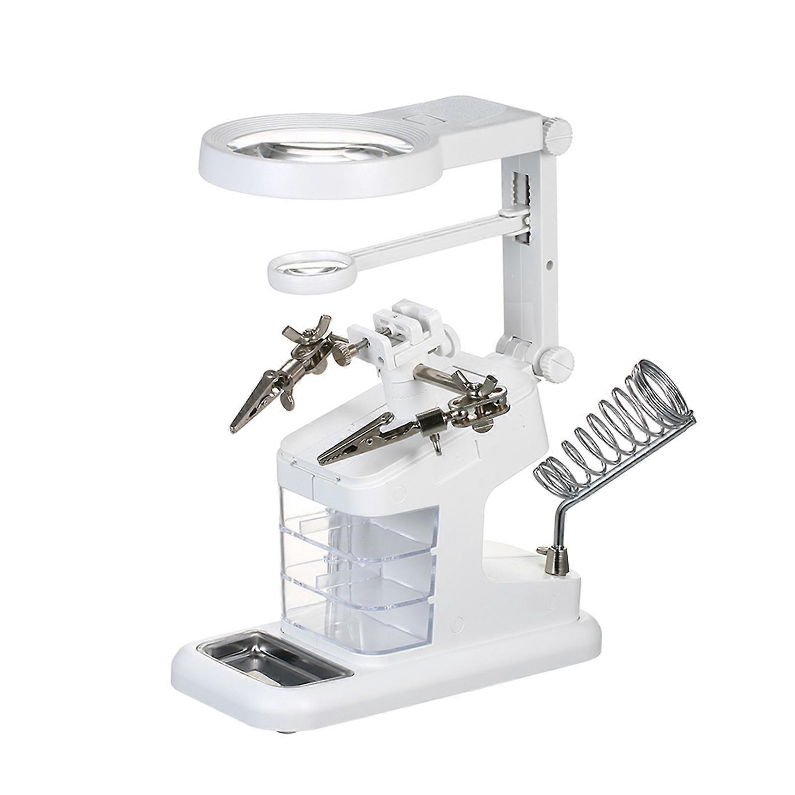 Multi-Functional Welding Magnifier 3X/4.5X/25X LED Light Desktop Magnifier USB Port Soldering Stand Repair Tool Magnifier