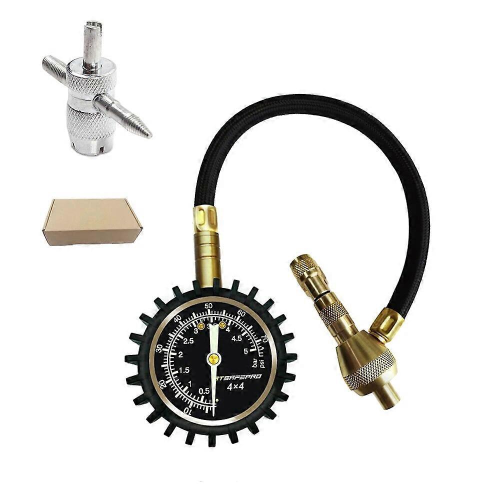 2 in 1 Machinical Car Tire Deflator Gauge 0-70 PSI/0-5 Bar 4X4 Large Offroad Tires With Valve Tools Glow in the Dark