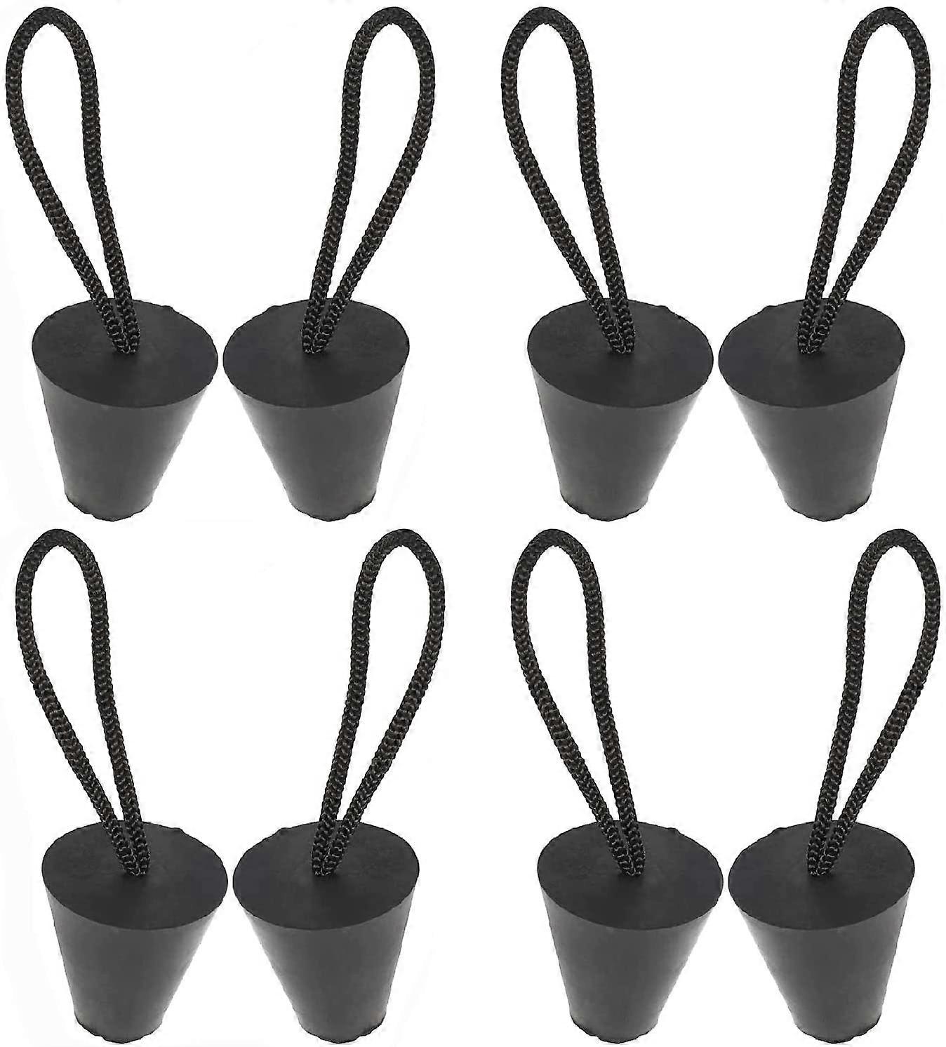 8 قطع سدادة تصريف قوارب الكاياك العالمية مع استنزاف أو تصريف الحبل (8 عبوات ، أسود)