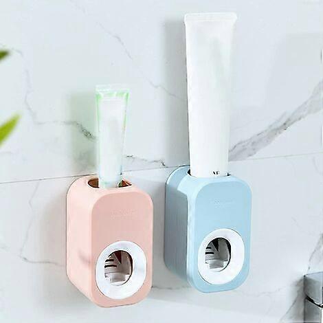 Wall Mounted Automatic Toothpaste Dispenser Punch-free Toothbrush Dispenser Toothpaste Dispenser Wall Mount 2 pices