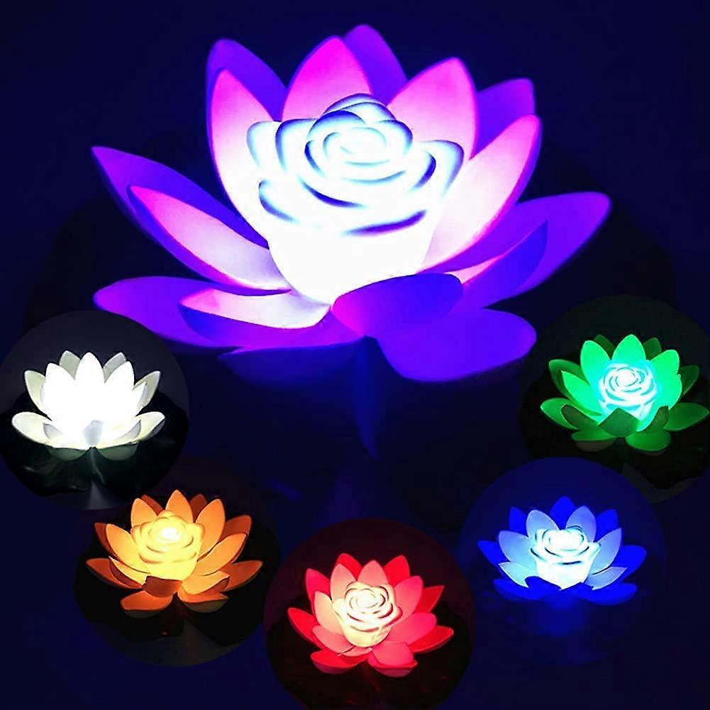 Artificial Floating Water Lily, Lotus Pool Light, LED Lotus Floating Water Lily for Pond, Floating Moss Lotus Flower Plants for Garden/Pool/Fountain/A
