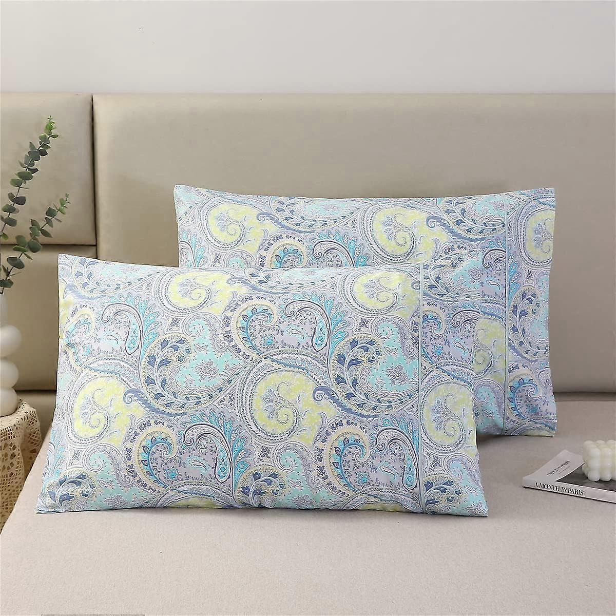 100% Cotton Pillowcases Set of 2 Standard Size Boho Bohemian Pattern Pillow Cases Soft Breathable Cooling Pillowcase Decorative Pillow Cover (Standard