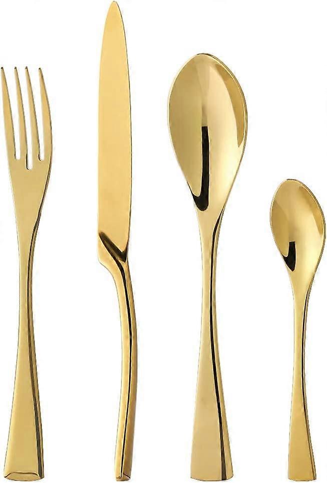 4pcs Stainless Steel Flatware,Include Fork Spoons Knife (Golden)