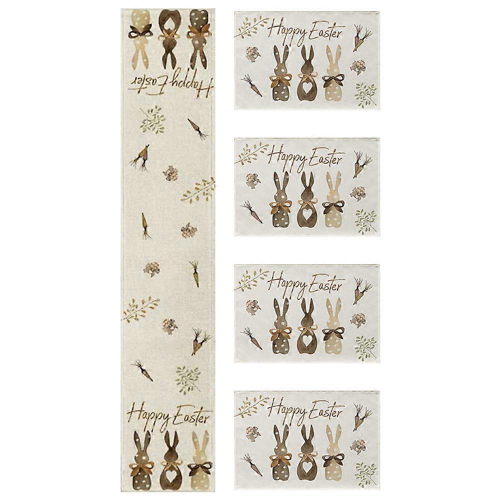 1Set Easter Placemats Easter Bunny Pattern Table Mats Festival Placemats Dinner Table Runner for Decor