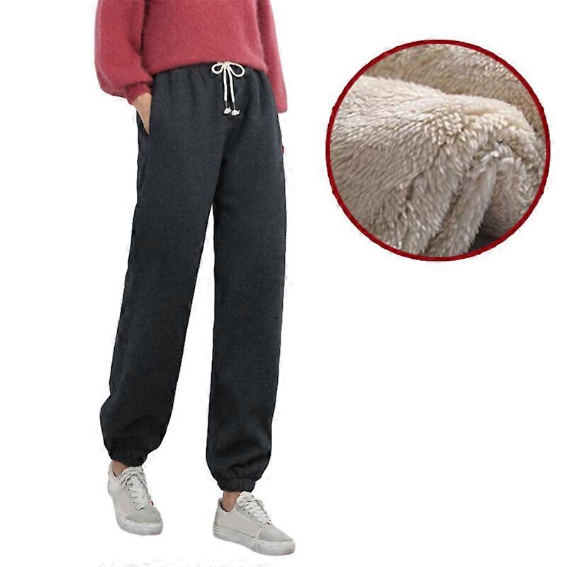 Women Winter Warm Sherpa Fleece Pants Fur Lined Elastic Thick Joggers Sweatpants