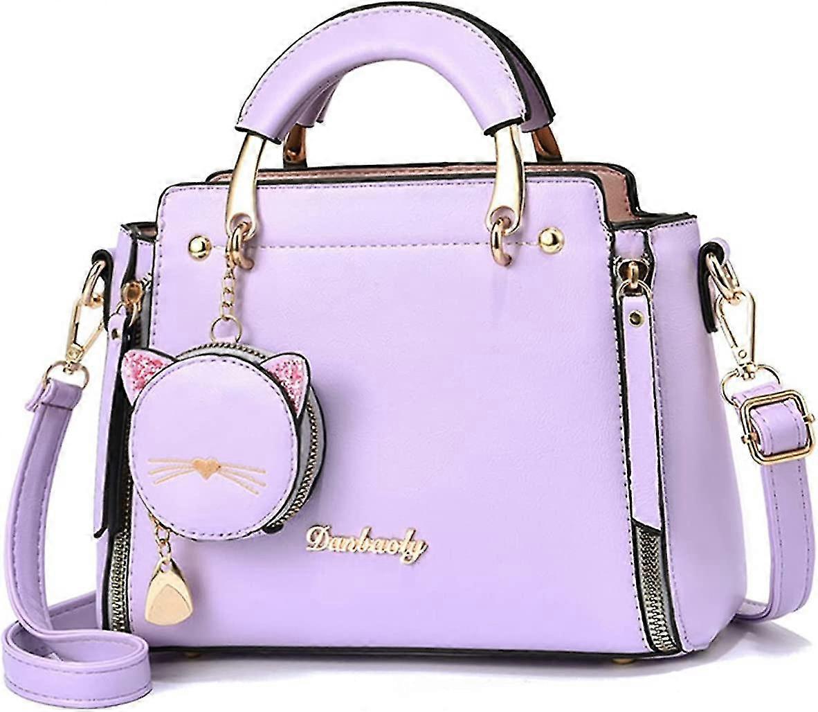 Mulheres Bolsa Pequena Bonito Crossbody Bolsa Menina Satchel Crossbody Bag Pu Couro Shoulder Bag Com Bolsa de Moeda Roxo