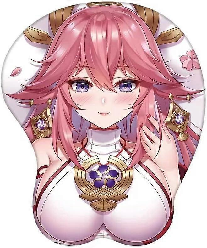 Anime musematte, spillmusematte, Yae Miko musematte, musematte med håndleddsstøtte 3D-musematter