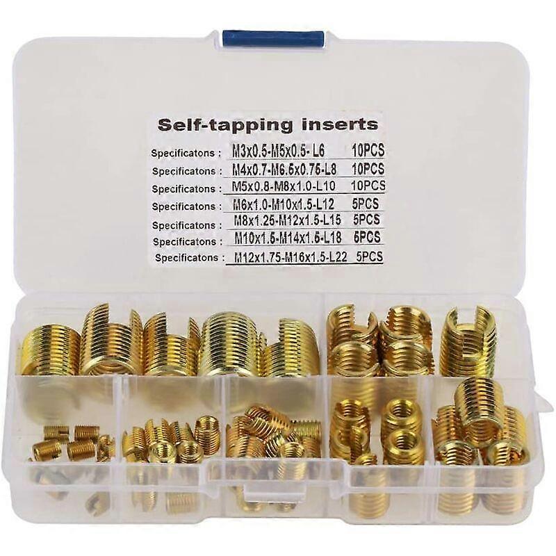 50 PCS Self Tapping Thread Insert Brass Thread Split Insert Combination Set Repair Thread Tool