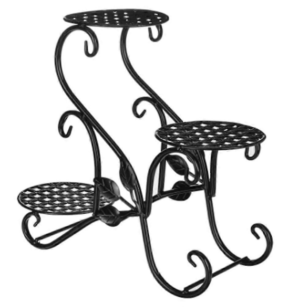 Iron Flower Shelf Home Floor- Flower Pot Shelf 3layers Indoor Outdoor Flower D