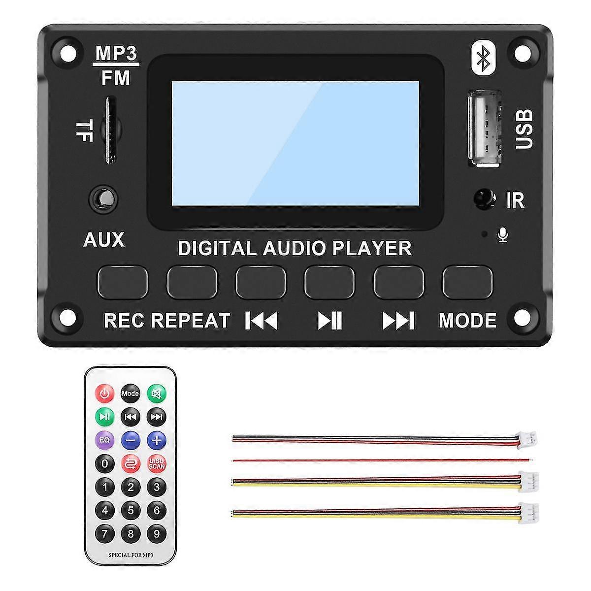 Car Bluetooth Mp3 Decoder Board Lcd Display Mp3 Audio Module Speaker Support Fm Radio Aux Usb Decoding Mp3 Player