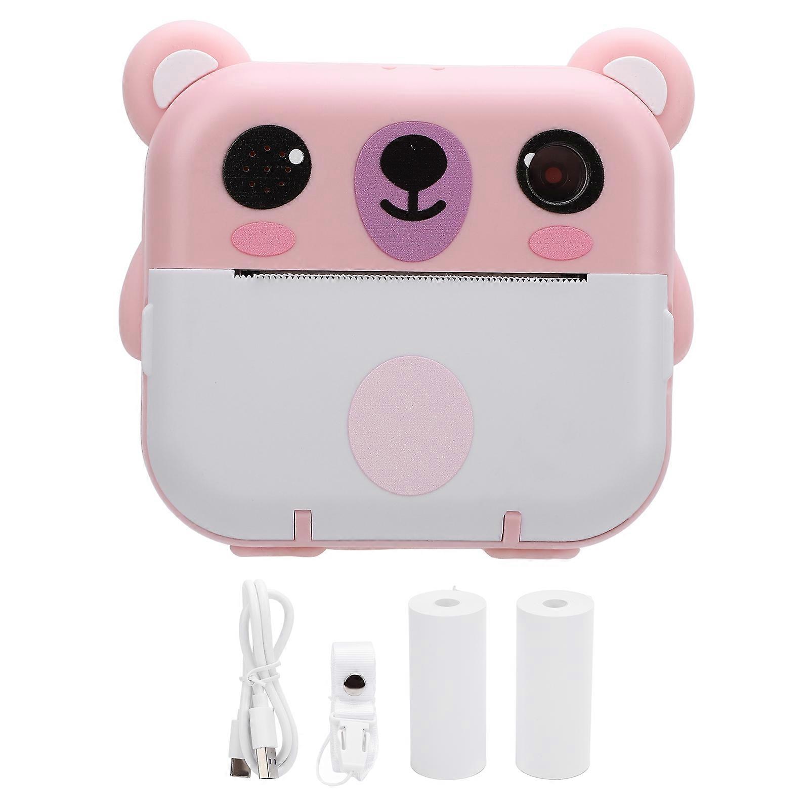 Instant Print Camera with Print Paper 2 Inch 320x240 TFT Screen 1080P Music Games 1000mAh Instant Print Digital Camera for Kids Present Roseate
