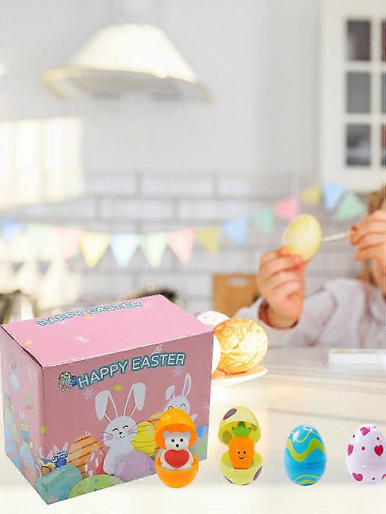 12pcs Easter Egg Squishy Toy Non-toxic ABS Rubber Printed Blind Boxes, Great Easter Basket Stuffers