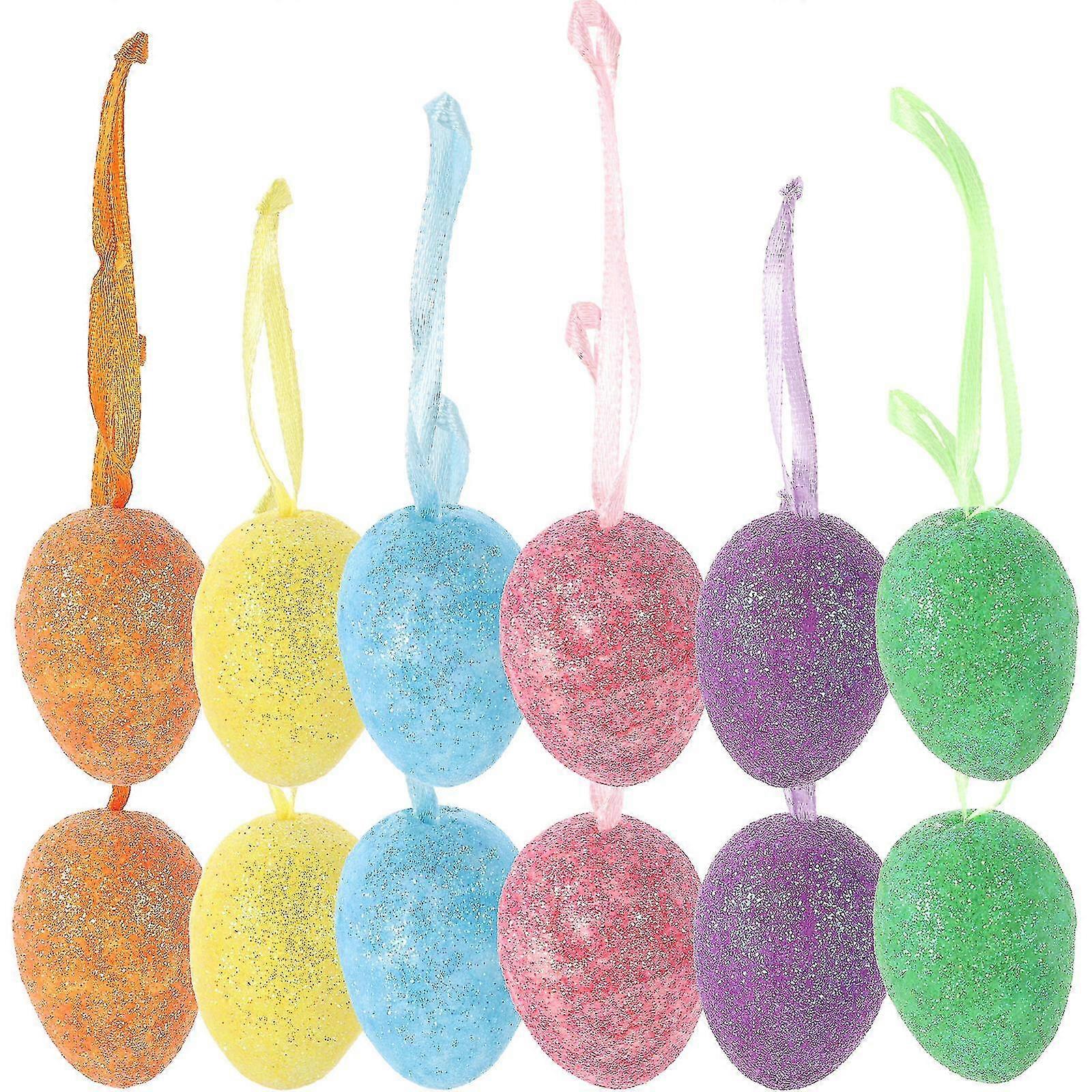 12pcs Hanging Easter Eggs Easter Party Pendants Colored Easter Eggs Home Easter Decors