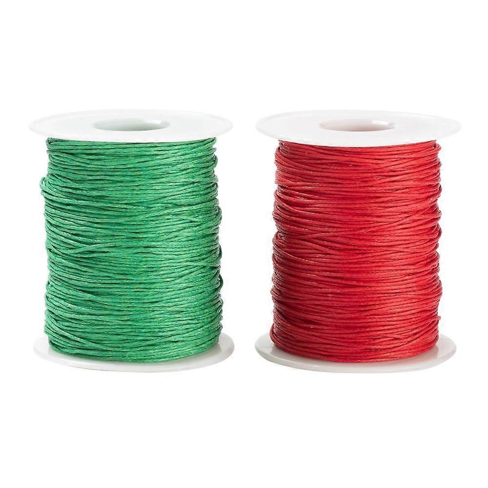 2 Roll Red & Green Waxed Cotton Thread Cords for Christmas Themed Decoration Mixed Color 1mm about 100yards/roll 2 Colors 1 Roll/Color 2 Roll/Bag