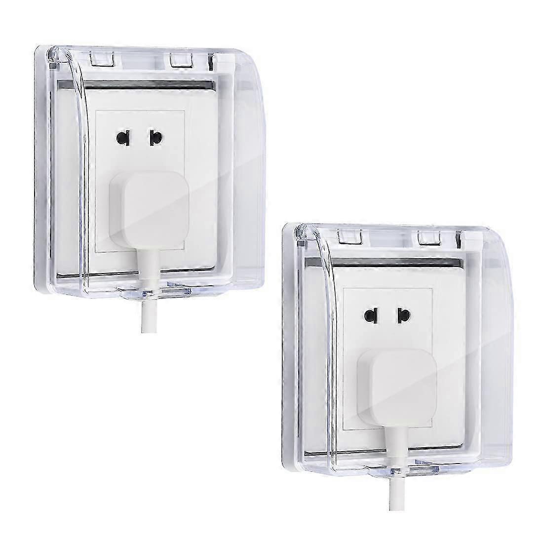 2PCS Universal Waterproof Box for Socket, 86 Type Wall Switch Socket Front Panel Box, Plastic Waterproof Cover Box (Transparent)
