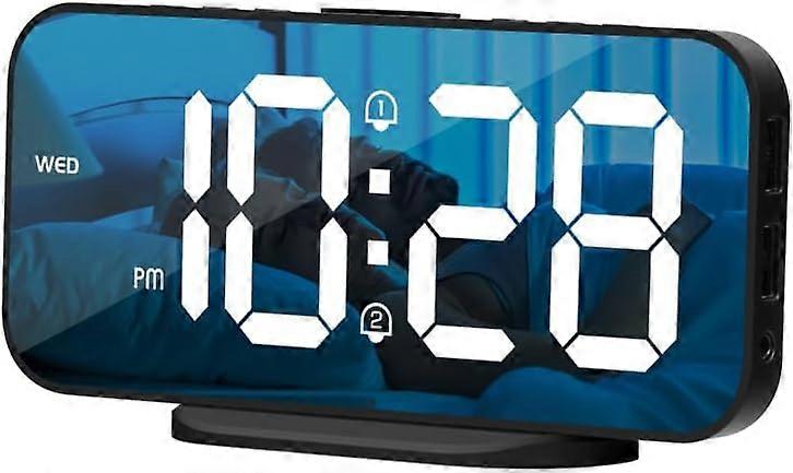 Digital Alarm Clock with Mirror Design, Dual Alarms, Adjustable Brightness and Sleek Style